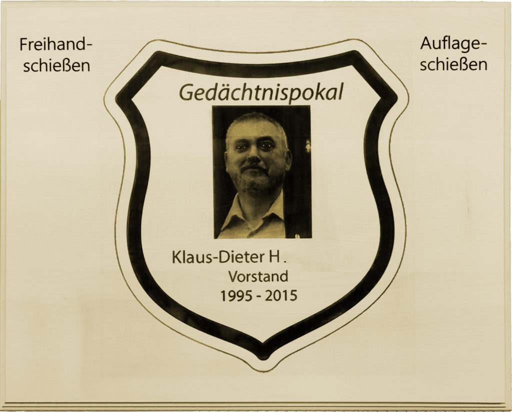 Der Gedächtnispokal für Klaus-Dieter H. in Brandmalerei