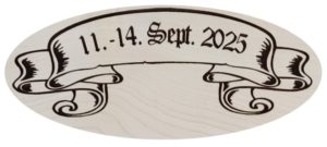 Festliches Fahnenband mit dem Jubiläumsdatum 11.–14. Sept. 2025.