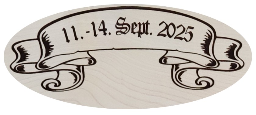 Festliches Fahnenband mit dem Jubiläumsdatum 11.–14. Sept. 2025.
