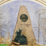 Die Königsscheibe 2024 der Schützengilde Höxter trägt im Mittelpunkt das Denkmal zu Ehren des Dichters August Heinrich Hoffmann von Fallersleben.