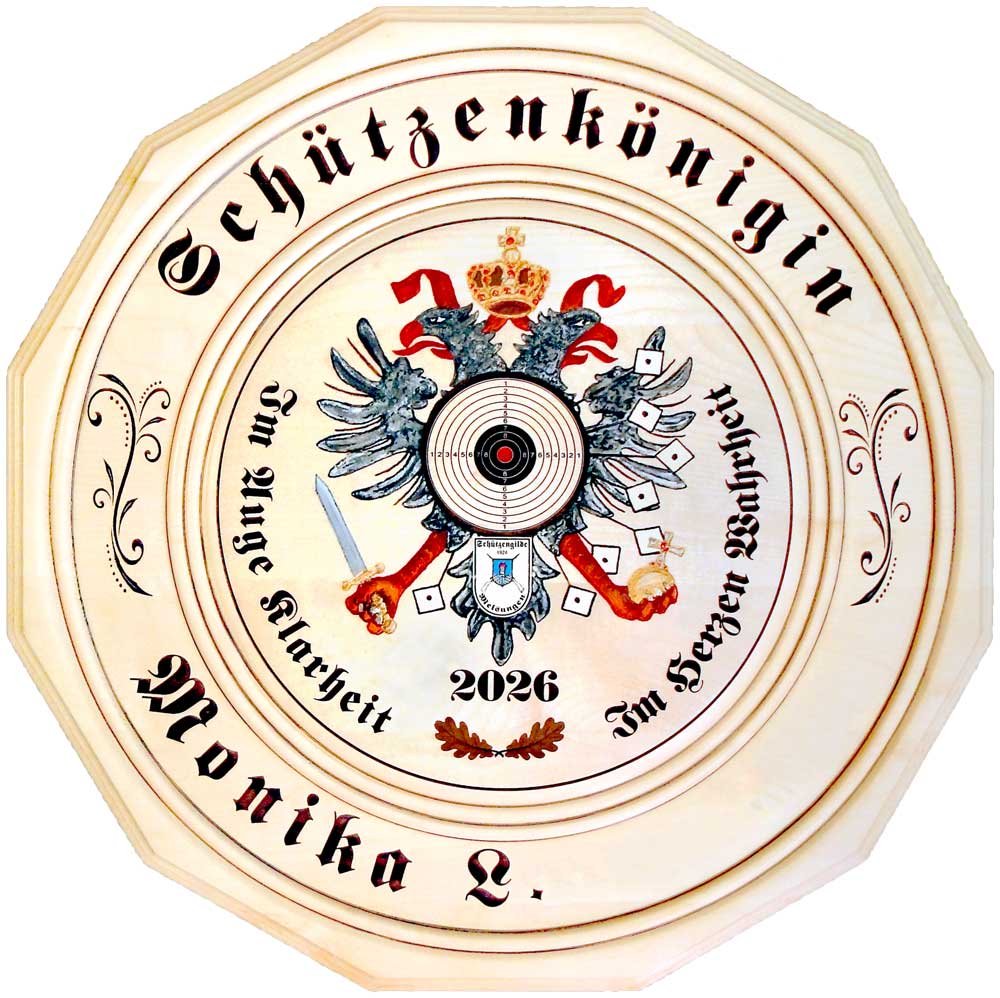 schuetzenkoenigin-2026 12-eckige Schützenscheibe zu Ehren der Schützenkönigin